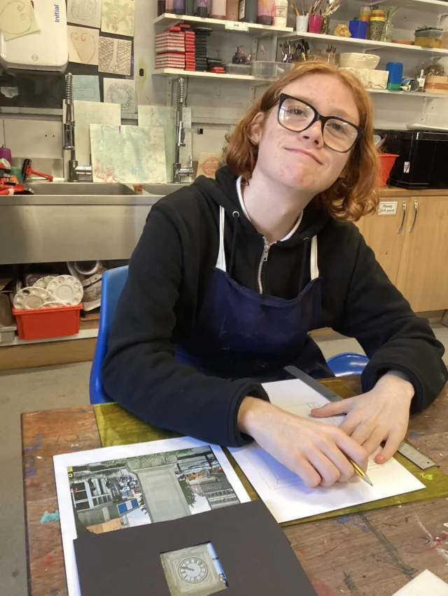 Lucy Grainge is a community artist who offered to run a free workshop for some of our Year 10 students. They had a great time producing work based on their envi…